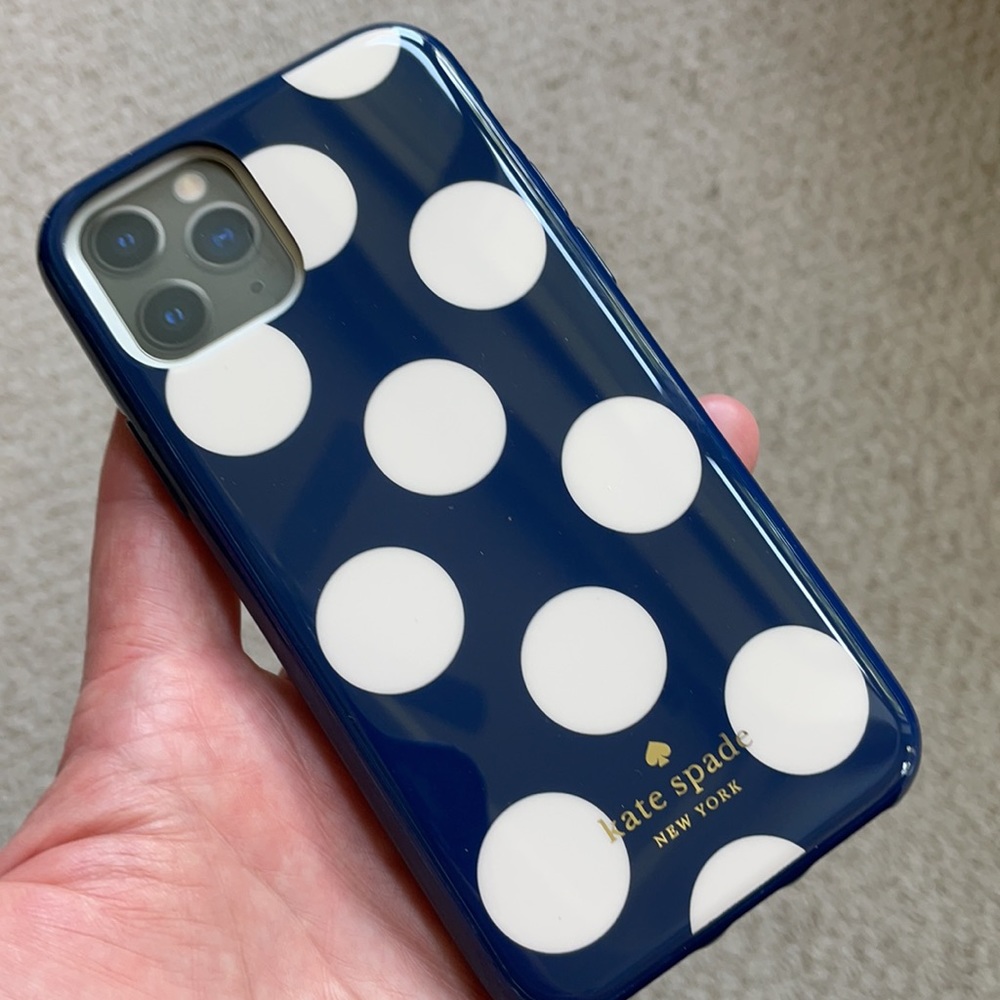 Kate Spade iPhone case 11 PRO, dark blue w/ dots